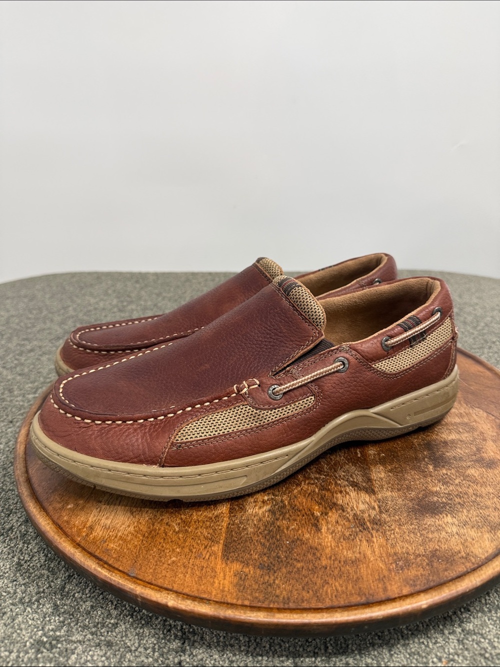 Bass Shoes Mens 11.5 M Baron III Casual Slip-On Brown Leather Boat